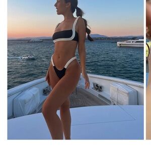 Strawberry Milk Mob Black and White Bikini Swimwear